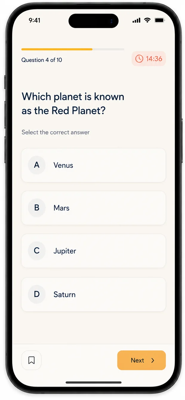 OneInfyn mobile test interface